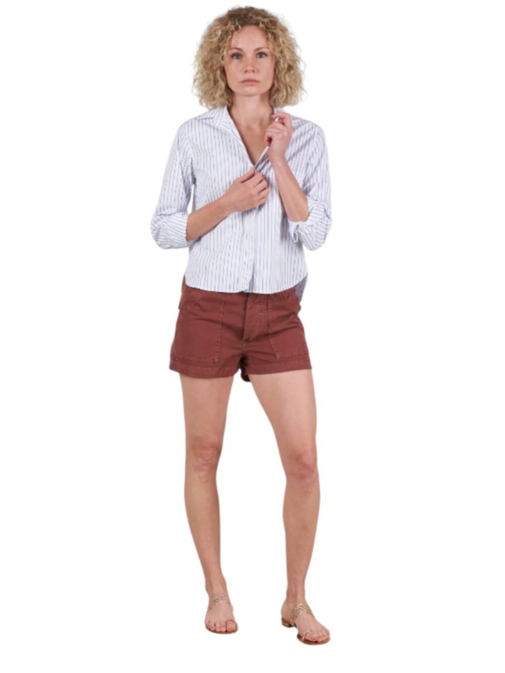 AMO Ranger Utility Shorts Womens 26 Tobacco Cotton High Rise Waist Button Fly